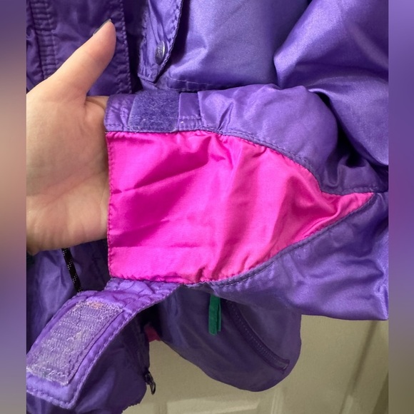 VINTAGE 80s Rare EDELWEISS Retro Puffer Ski Snow Jacket - Purple & Pink Medium - Picture 6 of 14